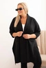 Moteriška Plus Size Punto megzta striukė su medvilne, užsegama mygtuku juoda
