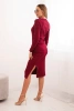 Women's cotton set ribbed blouse and pencil skirt burgundy