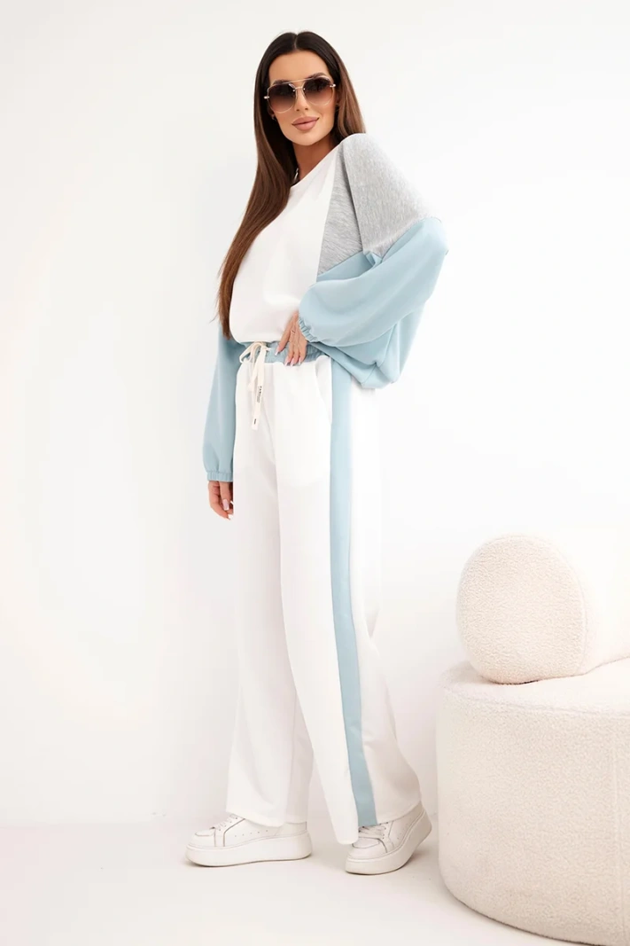 Damen-Set mit lockerer Bluse und Hose mit weitem Bein mintgrün