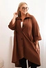 Dámský plášť Plus Size Punto s bavlnou a knoflíky čokoládová