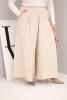 Plus Size women's cotton pants with wide legs and a loose fit beige
