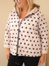 Plus Size women's jacket with polka dots and hood beige