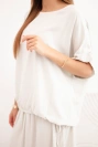 Women's viscose set with blouse and skirt beige