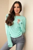 Women's ribbed blouse with side gathering mint