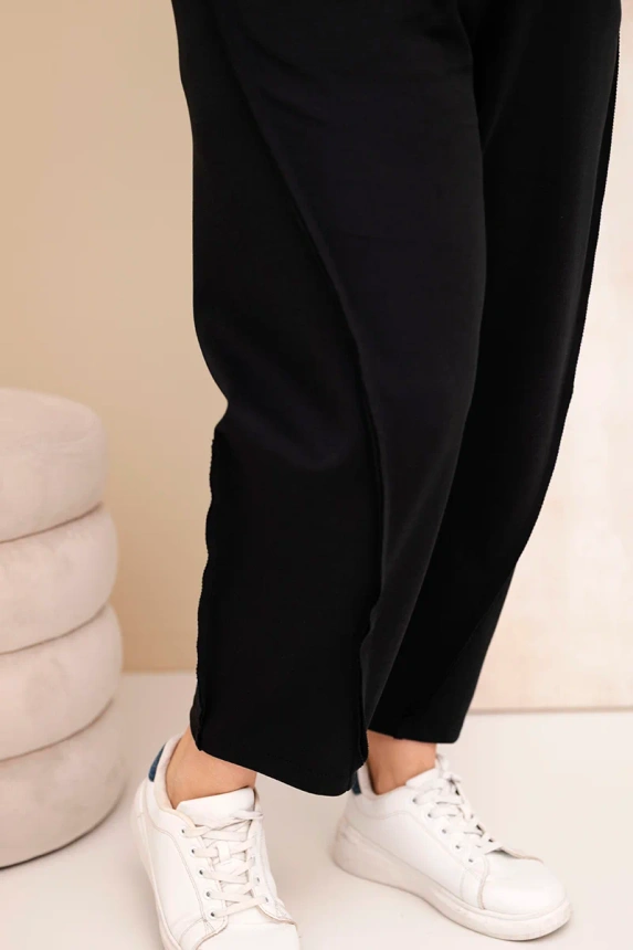Women's Plus Size loose-fitting high-waisted cotton pants black