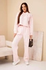 Women's set butter blouse with collar and straight pants powder pink
