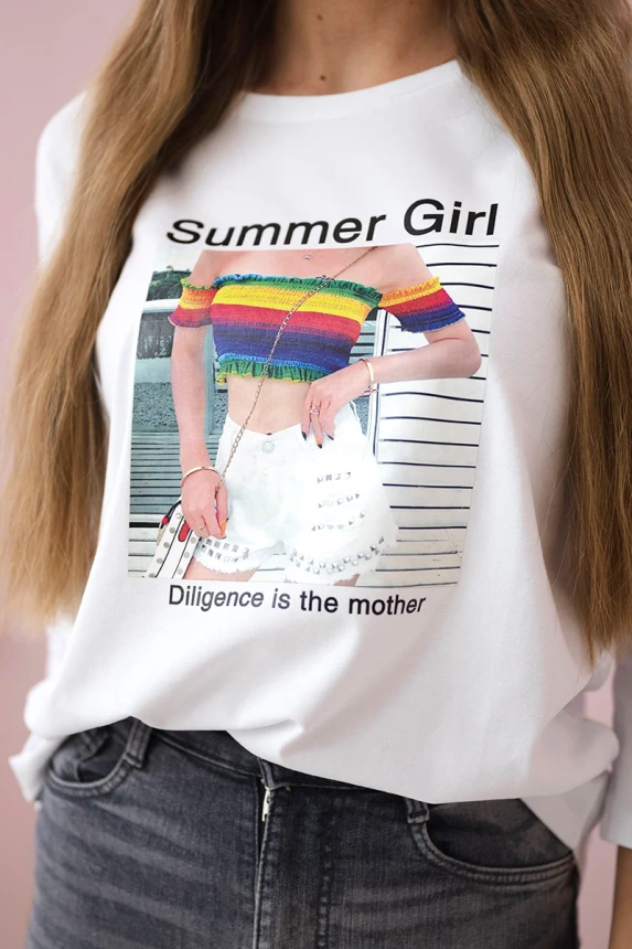 Summer Girl spausdinta palaidinė balta