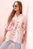 Women's cotton blouse with a floral pattern and buttons powder pink