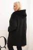 Women's Plus Size viscose coat with zipper and hood black
