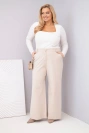 Damen Plus-Size-Hose mit weitem Bein und hohem Bund beige