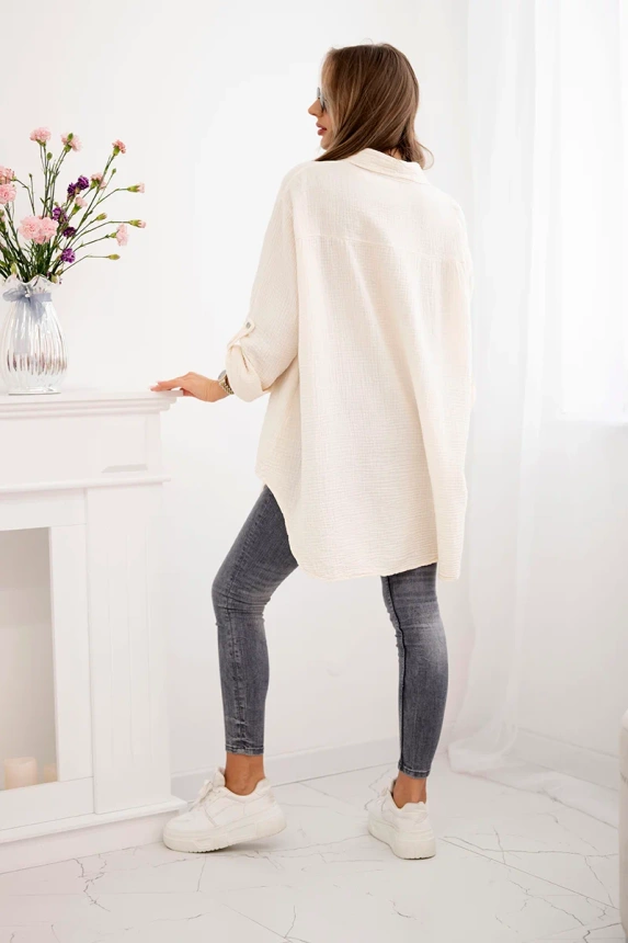 Cotton muslin shirt light beige