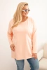 Women's Plus Size cotton blouse with a round neckline peach