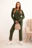 Damen Strickset mit weitem Bein und langen Ärmeln khaki