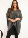 Sweter damski Plus Size z dekoltem V grafitowy