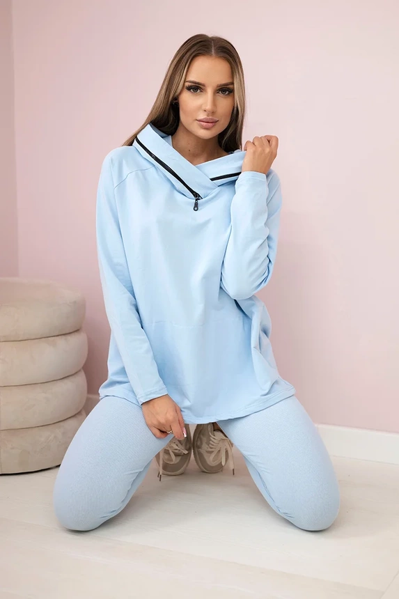 Baumwoll-Set hoodie + leggings blau