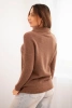 Women's sweater made of baby alpaca with a collar and V-neck chocolate