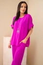 Set aus Viskose Bluse + Hose dunkelviolett