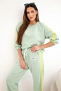 Damen-Sweatanzug Masełko mit Streifen und lockerer Jacke dunkel mint