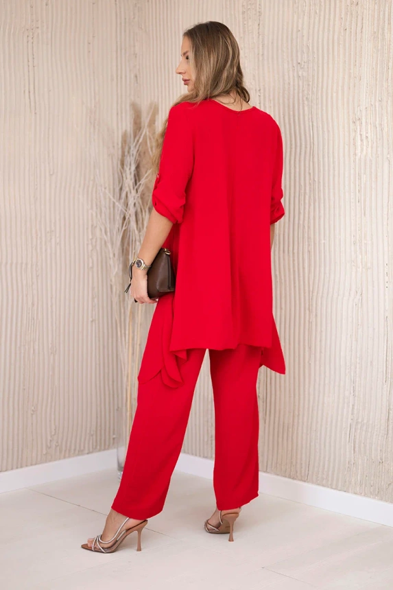 Set of blouse + pants with pendant red