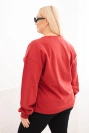 Women's plus size looped cotton basic sweatshirt round neckline burgundy