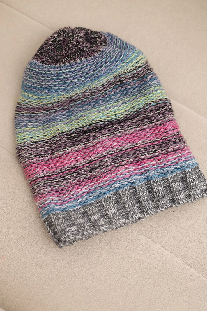 Mütze mit Fleece Krystyna K207 lila+rosa