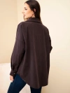 Damen Cord Baumwoll Oversize Hemd mit Taschen und langen Ärmeln braun