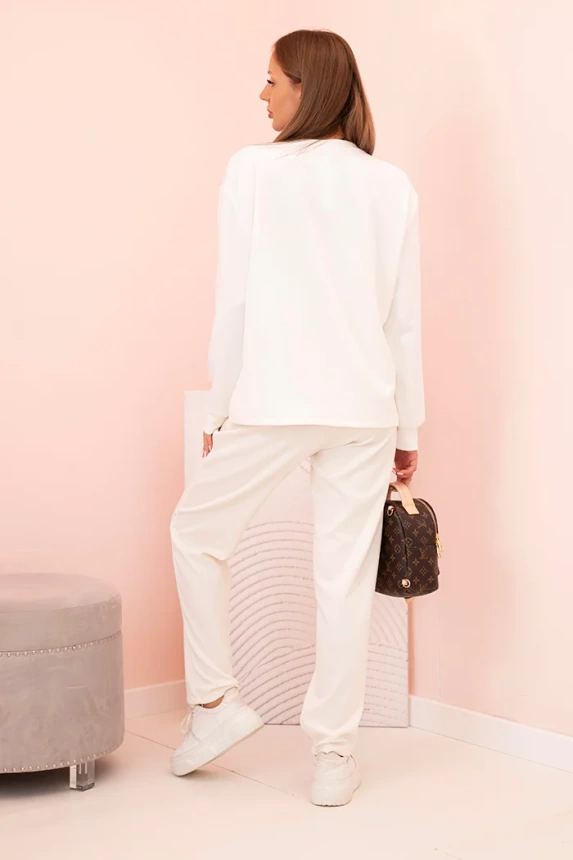 Set women's buttery sweatshirt and pants with elastic ecru