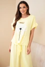 Damen-Set aus Viskose mit bedruckter Bluse und Hose gelb