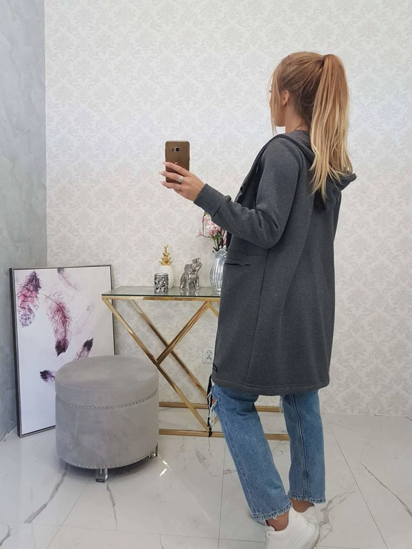 Wärmende Jacke mit Kapuze in Graphit