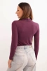 Women's cashmere blouse with a delicate turtleneck and long sleeves plum