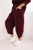 Women's tracksuit set made of thicker material with wide legs burgundy