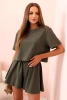 Women's cotton set with wide shorts khaki