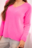 Damenpullover aus weichem Strick mit V-Ausschnitt neonrosa