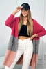 Sweater with wool three-color fuchsia+grey+powder pink