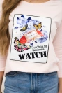 Halenka s 3D grafikou Watch powder pink