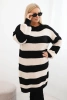 Damen Strickkleid Plus Size mit Streifen schwarz
