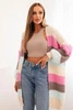 Damenstrickjacke aus Wolle mit bunten Streifen beige