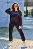 Velour set sweatshirt + pants navy blue