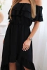 Women's off-the-shoulder dress with a longer back black