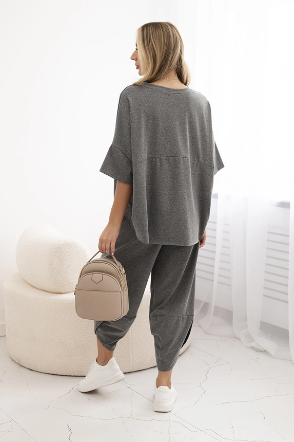 Baumwollset Bluse + Hose Graphit