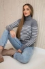 Striped turtleneck sweaterter grey