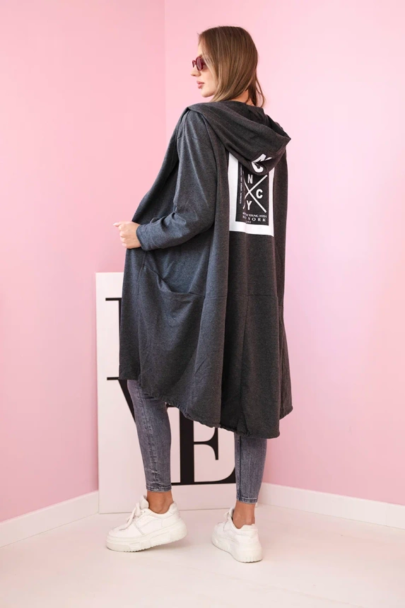 Cape with a hood oversize graphite