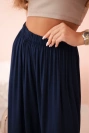 Weite Damenhose aus Viskose mit elastischem Bund marineblau