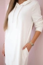 Velours Kleid mit Kapuze ecru