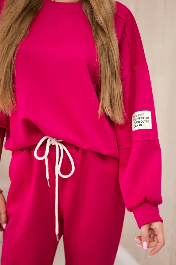 Viskozės komplektas sportinės + kelnės Fuksija
