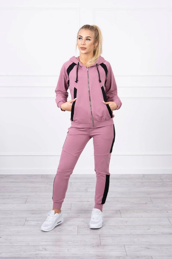 Sports set with stripes dark pink