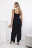 Pleated jumpsuit with straps navy blue