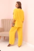 Women's set with a blouse with a necklace and wide pants yellow