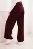 Damenhose mit weitem Bein und Gürtel bordeaux
