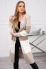 Gestreifter Cardigan-Pullover hellbeige+dunkelbeige